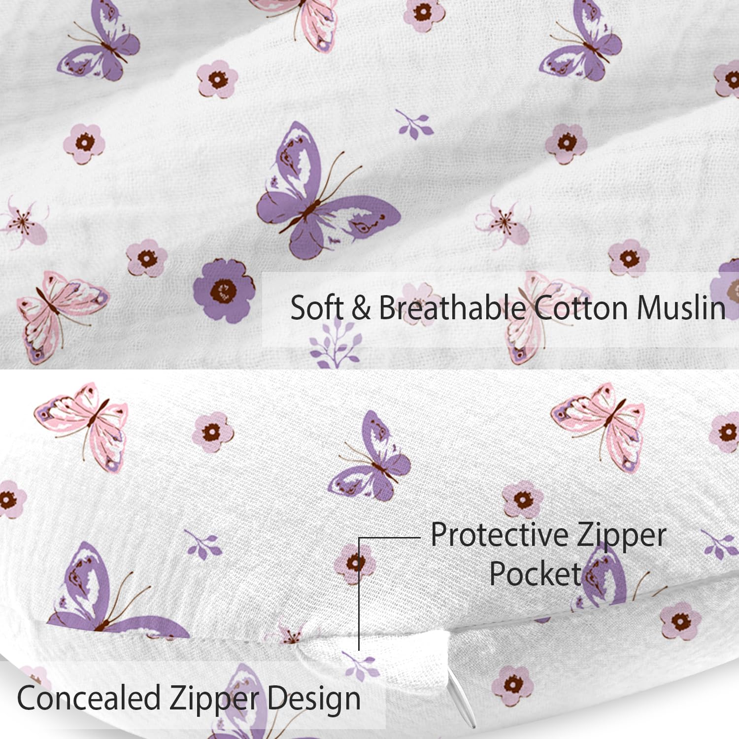 Little Grape Land cover fits 24x18-inch pillows for secure, snug protection.