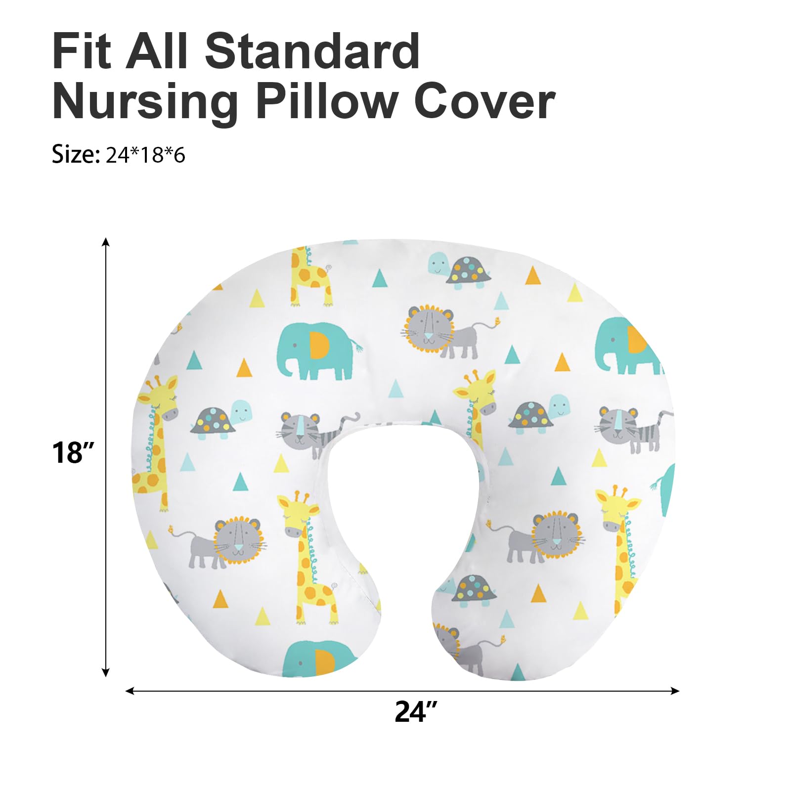 Little Grape Land nursing pillow cover African wildlife pattern—bright, durable fabric for daily use.