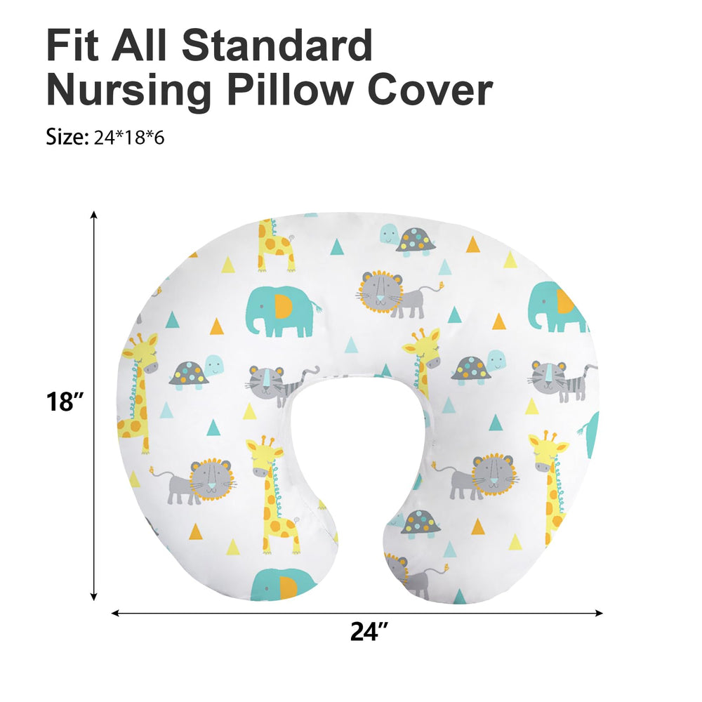 Little Grape Land nursing pillow cover African wildlife pattern—bright, durable fabric for daily use.