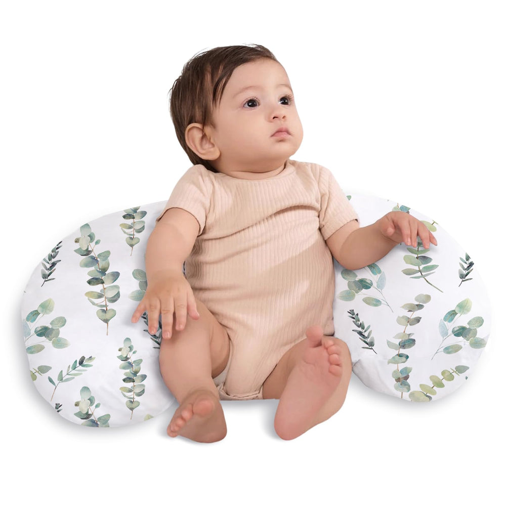 Little Grape Land nursing pillow close-up cover highlights easy-care machine-washable fabric.