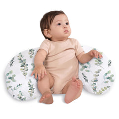 Little Grape Land nursing pillow close-up cover highlights easy-care machine-washable fabric.