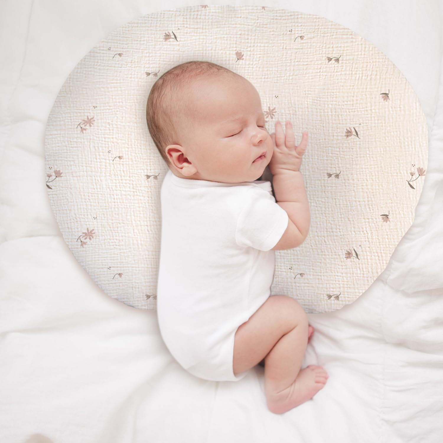 Little Grape Land nursing pillow cover fit preview showing universal 24 by 18 inch size