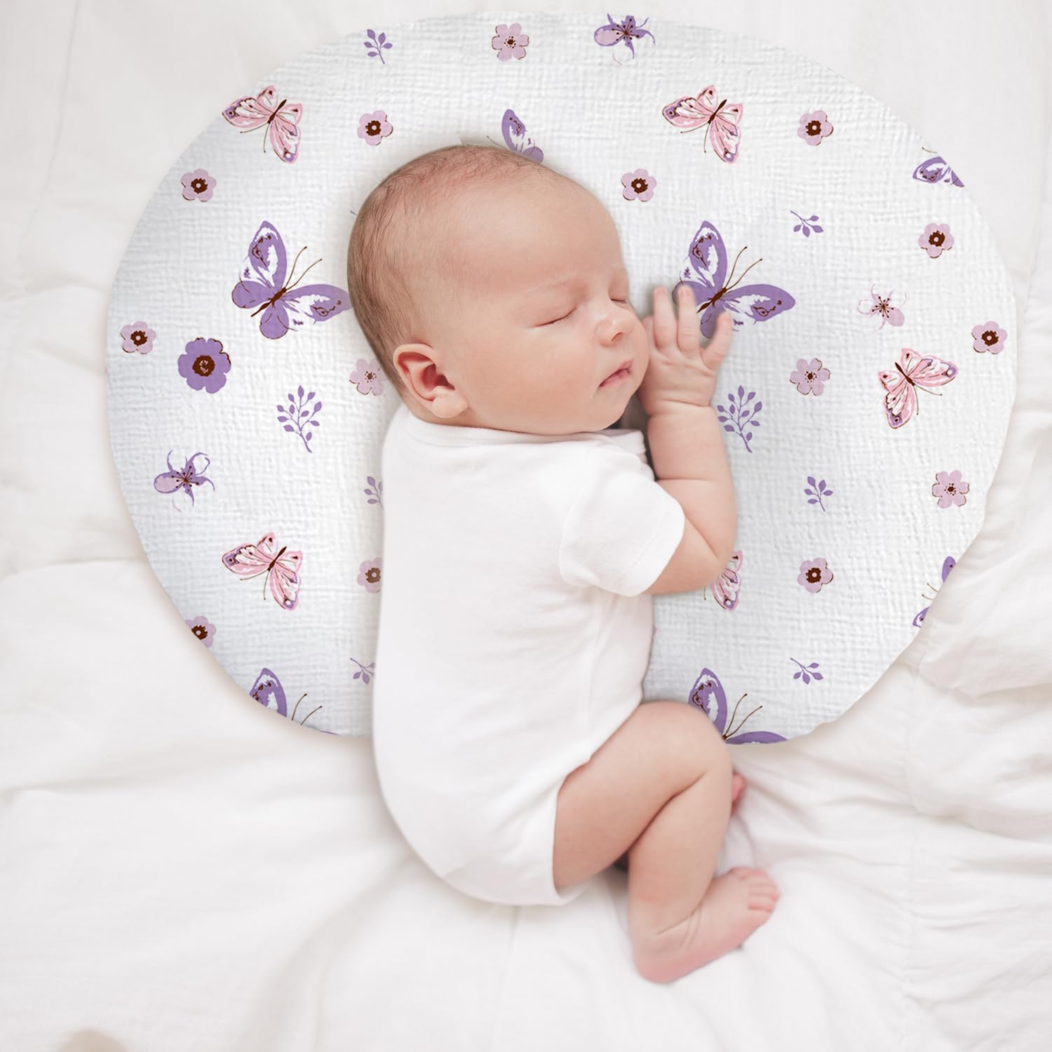 Little Grape Land nursing pillow cover with hidden zipper for easy removal.