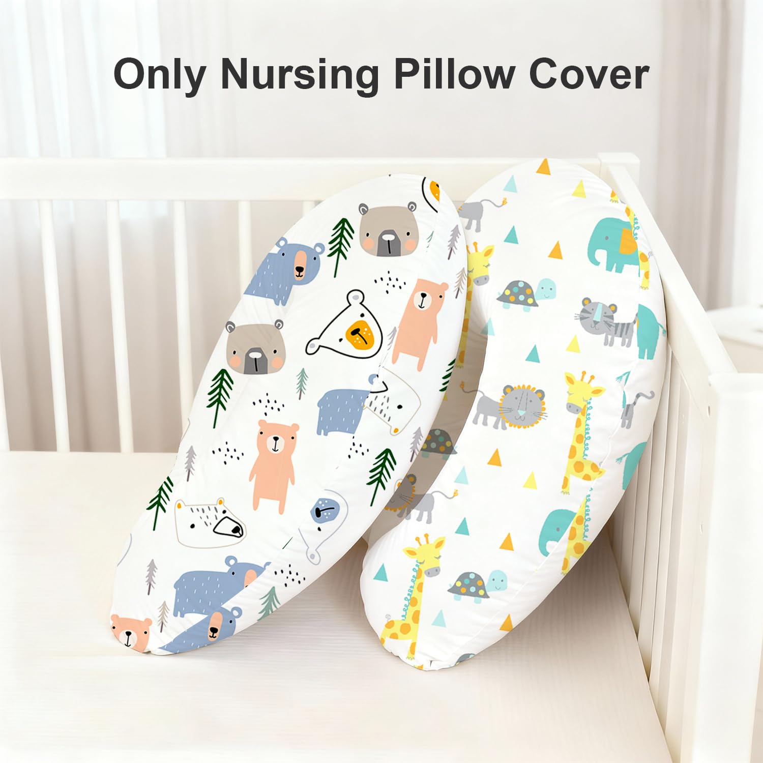 Little Grape Land nursing pillow cover with zipper—easy removal for quick cleaning.