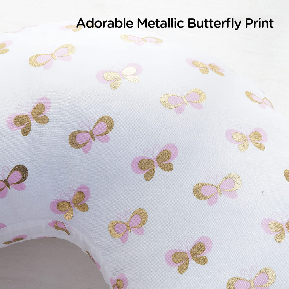 Little Grape Land nursing pillow cover zipper close-up demonstrates safe, easy removal for cleaning.