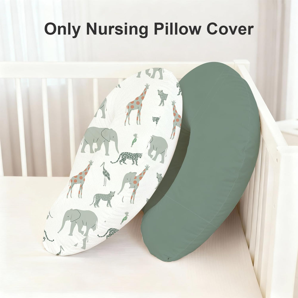Little Grape Land nursing pillow covers Green closeup fabric emphasizing soft microfiber