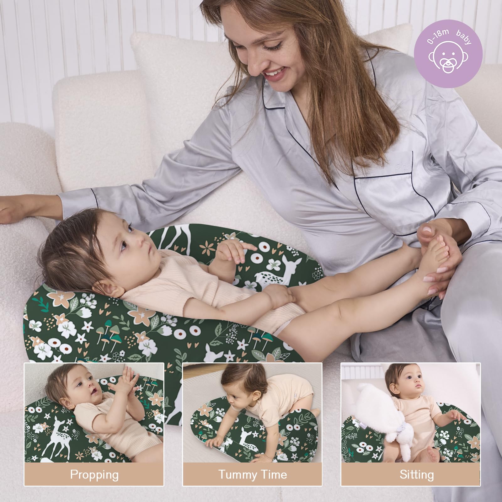 Little Grape Land nursing pillow feeding-position closeup shows comfortable latch