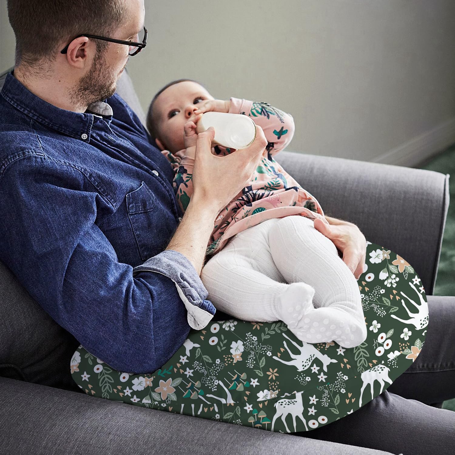 Little Grape Land nursing pillow Forest Deer tummy time support for early motor practice.