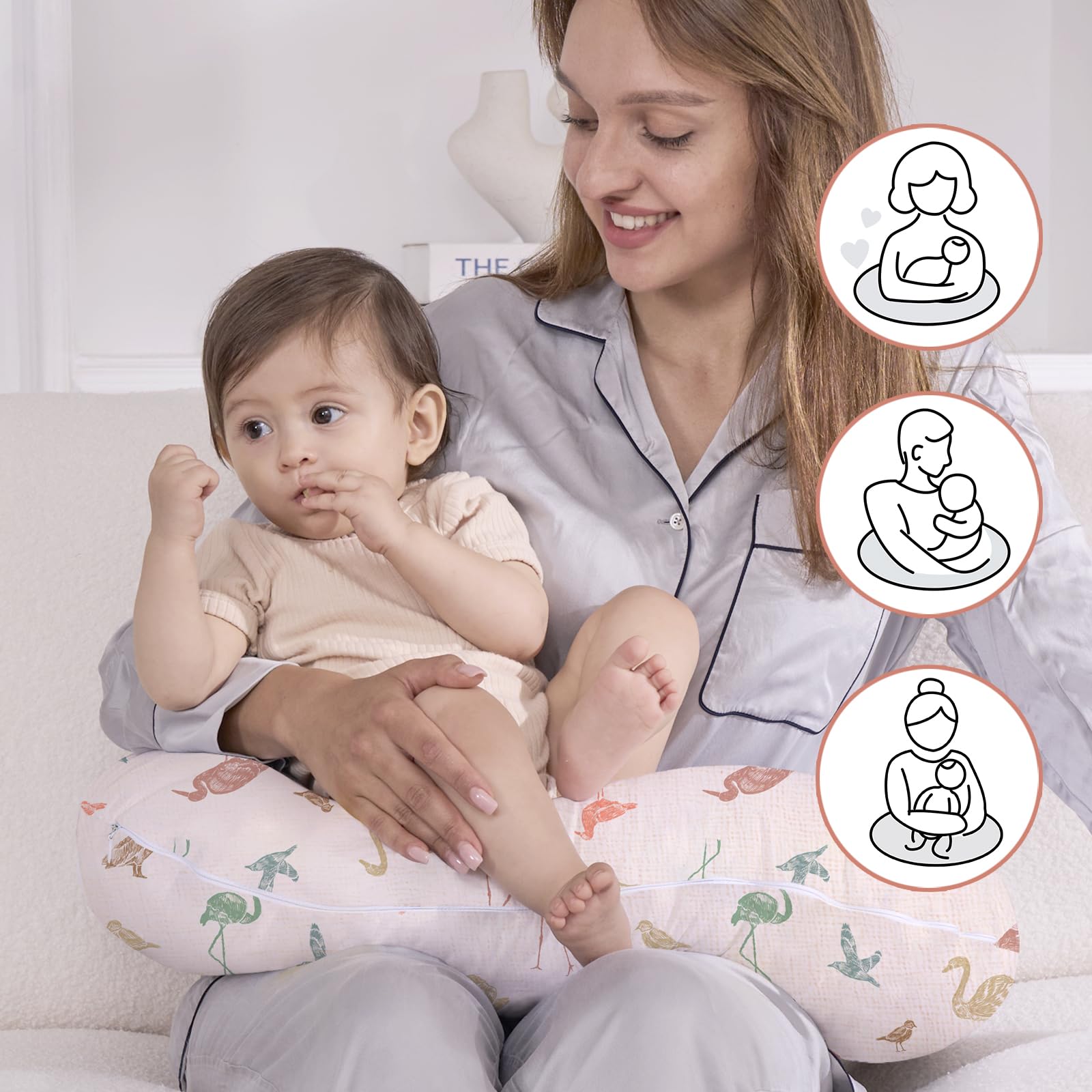 Little Grape Land nursing pillow hidden zipper protects baby while keeping pillow sleek