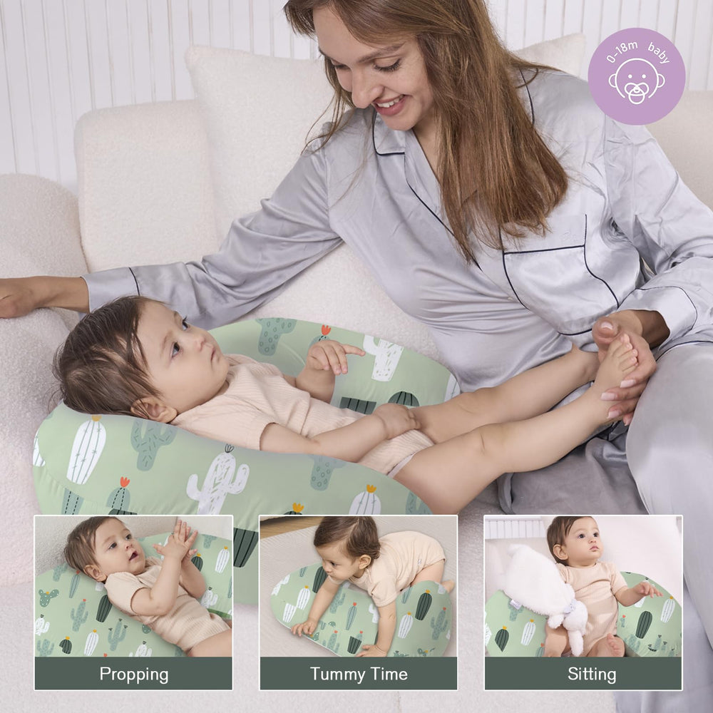 Little Grape Land nursing pillow high loft closeup; firm support for closer feeding