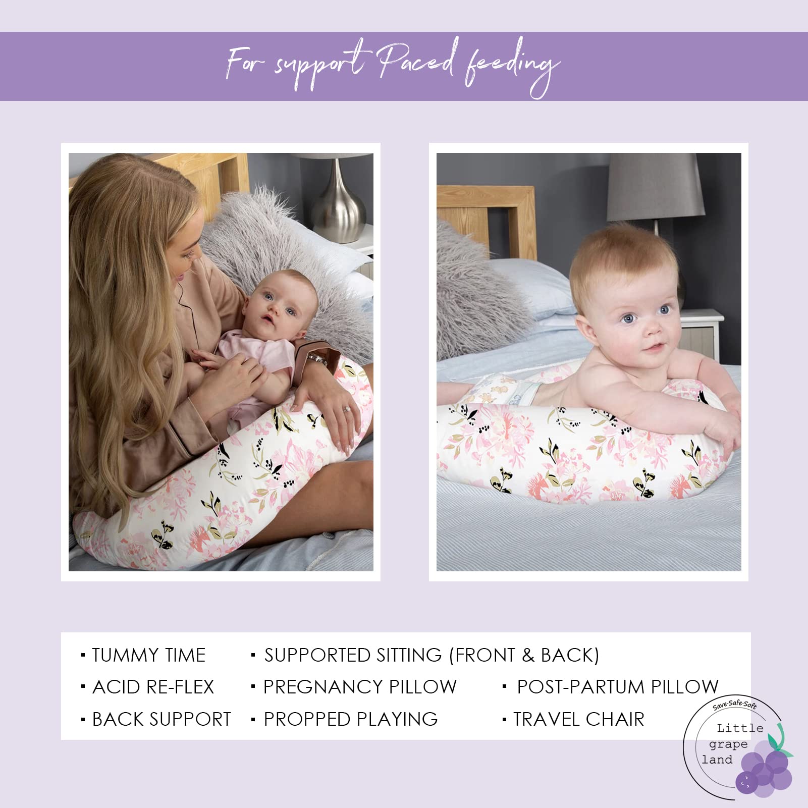 Little Grape Land machine-washable cover keeps baby comfort fresh