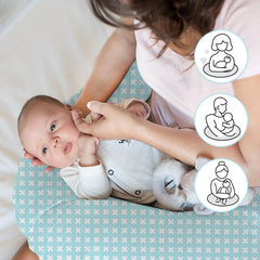 Little Grape Land nursing pillow used for nursing, tummy time, and propping.