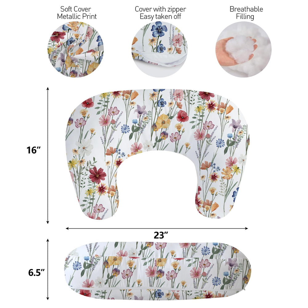 Removable cover on Little Grape Land nursing pillow for easy washing.
