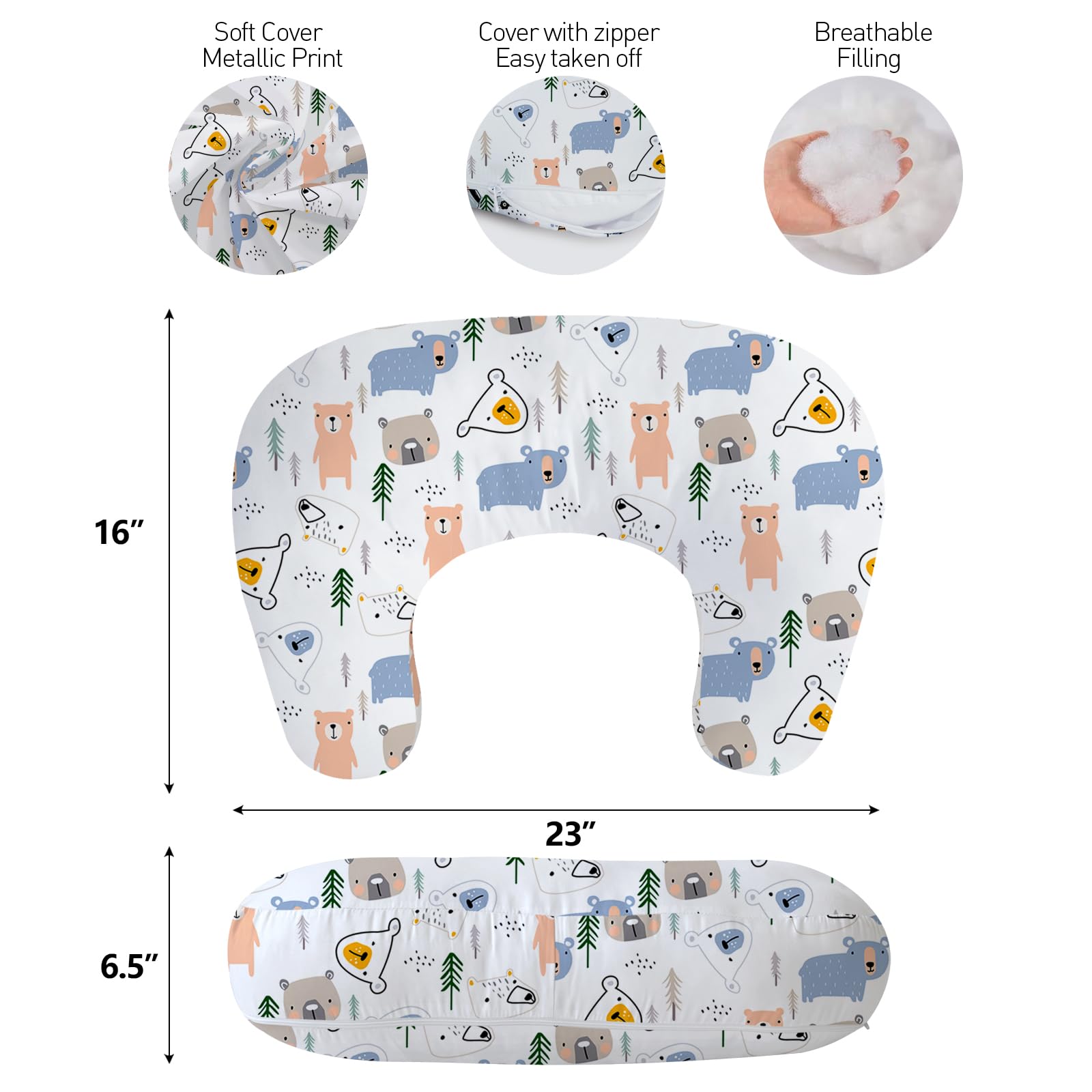 Little Grape Land nursing pillow removable cover makes machine washing quick and easy.