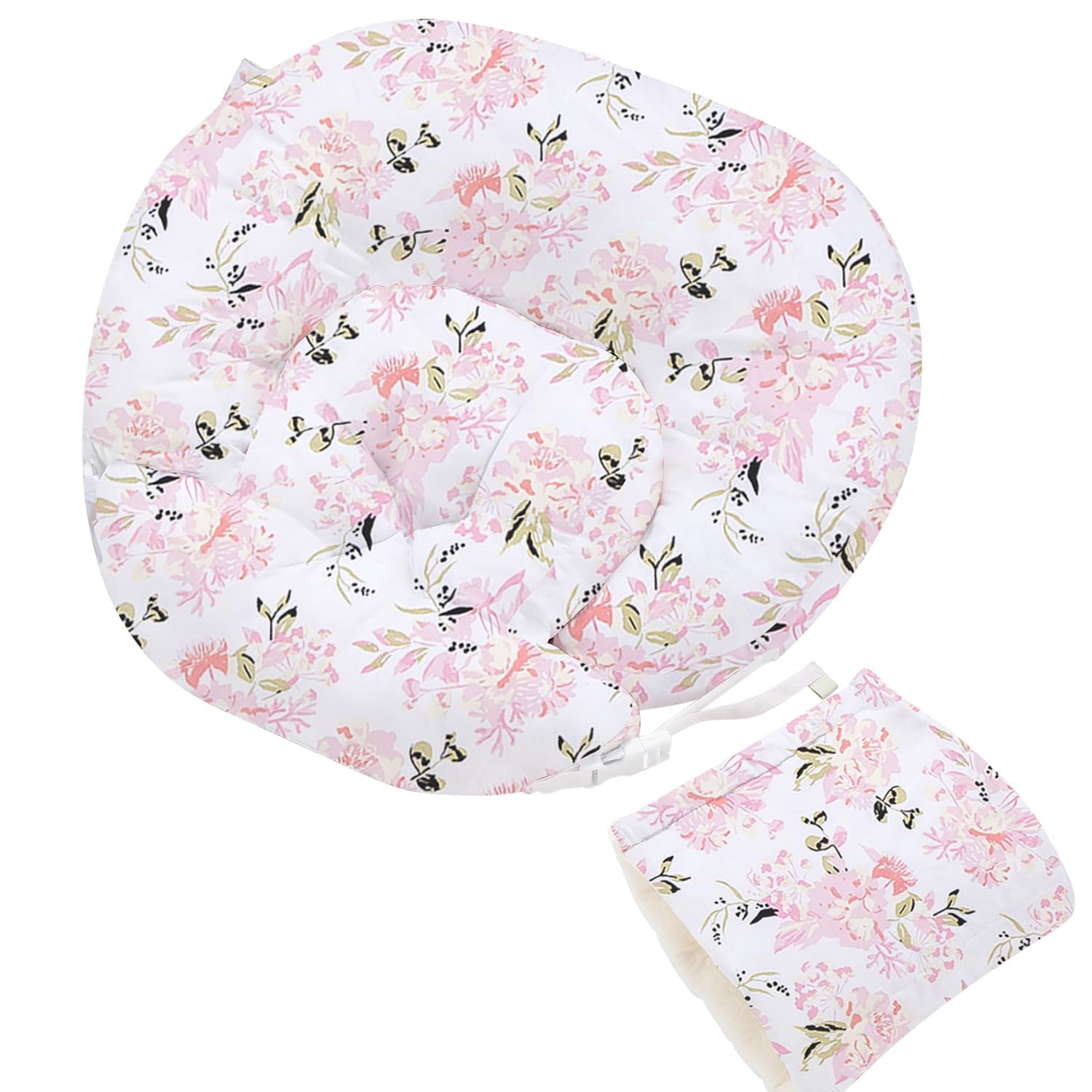 Little Grape Land nursing pillow in rose floral front view for comfortable feeding