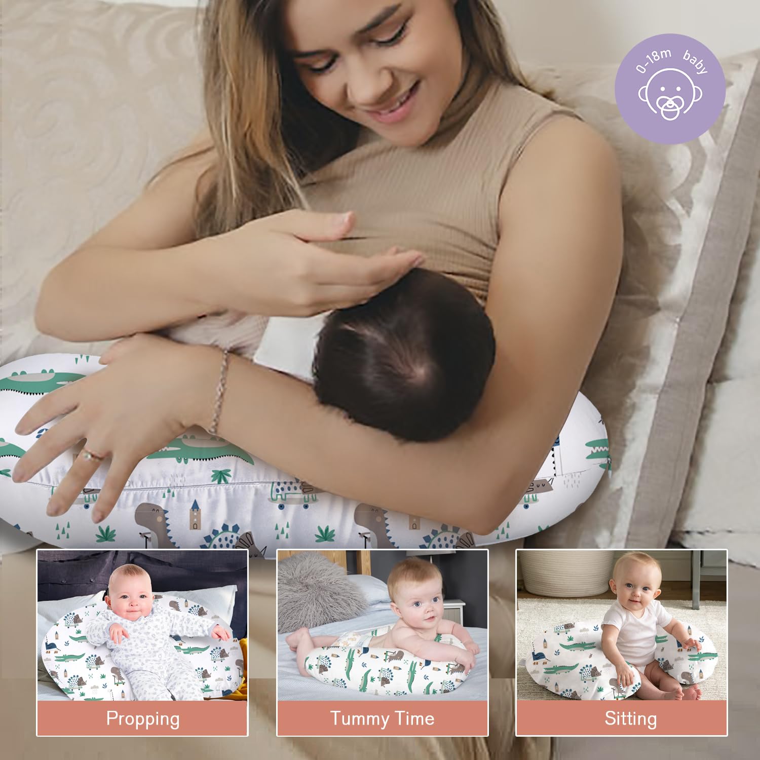Little Grape Land nursing pillow tummy time supports curious babies during play