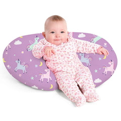 Little Grape Land unicorn-covered nursing pillow boosts cozy, comforting feeding moments.