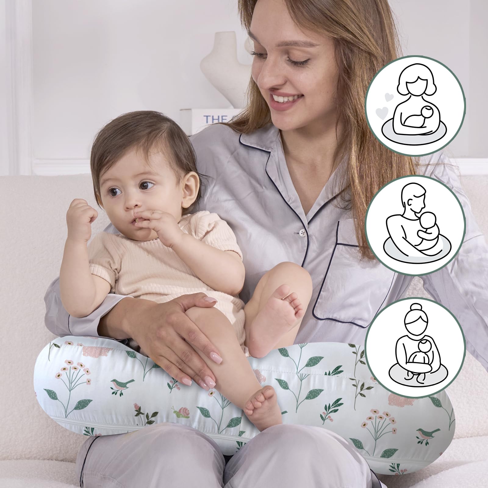 Little Grape Land nursing pillow used for tummy time and propping