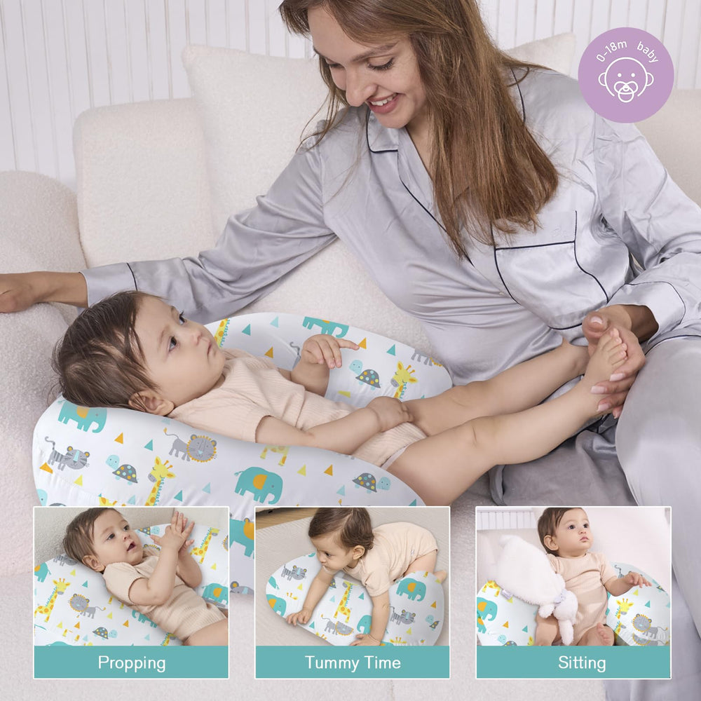 Little Grape Land nursing pillow wider cushion area demonstrates stable feeding support