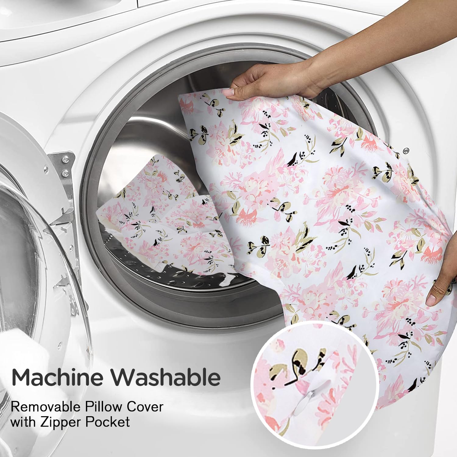 Removable cover visible for machine washing after messes