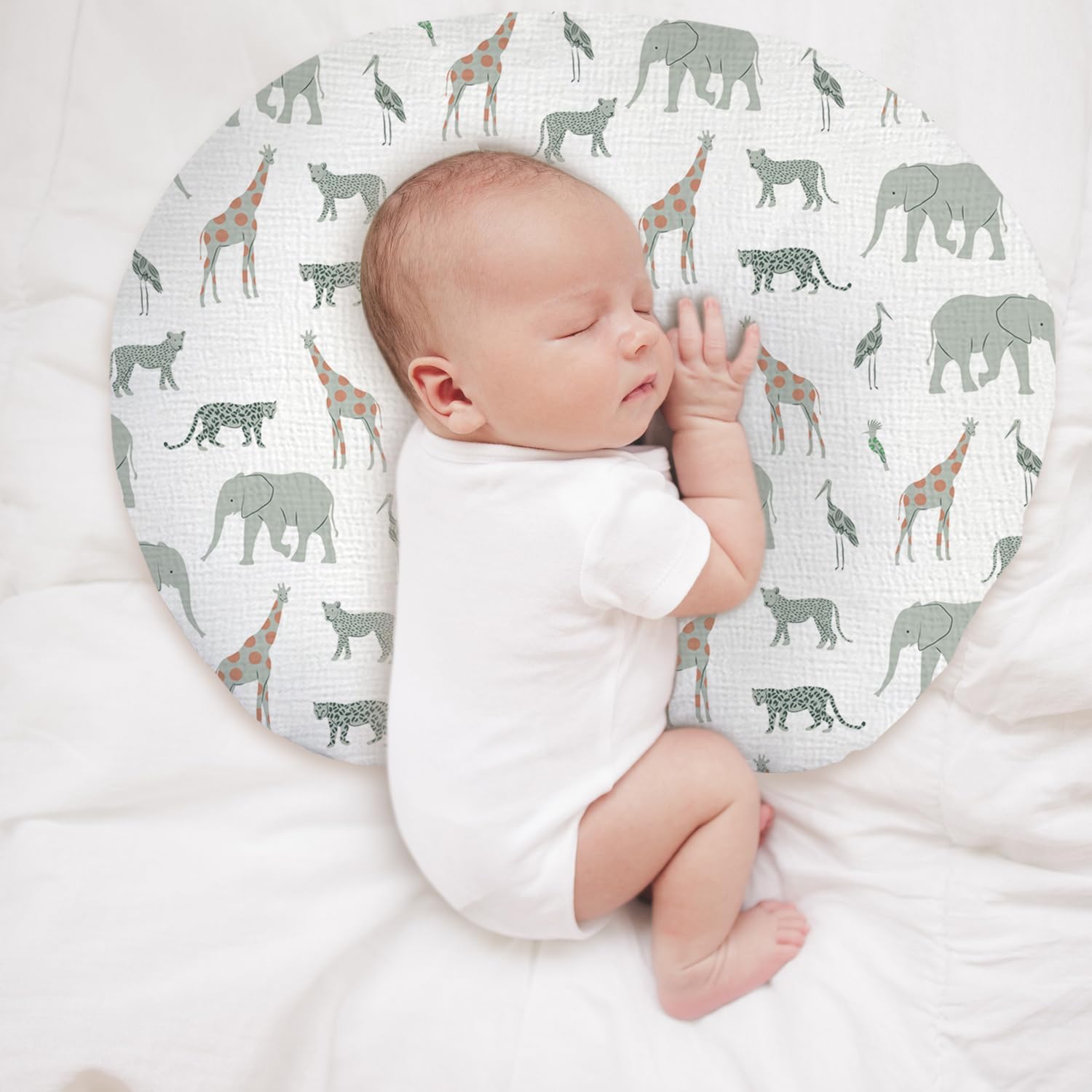 Little Grape Land Safari print nursing cover folded for compact storage