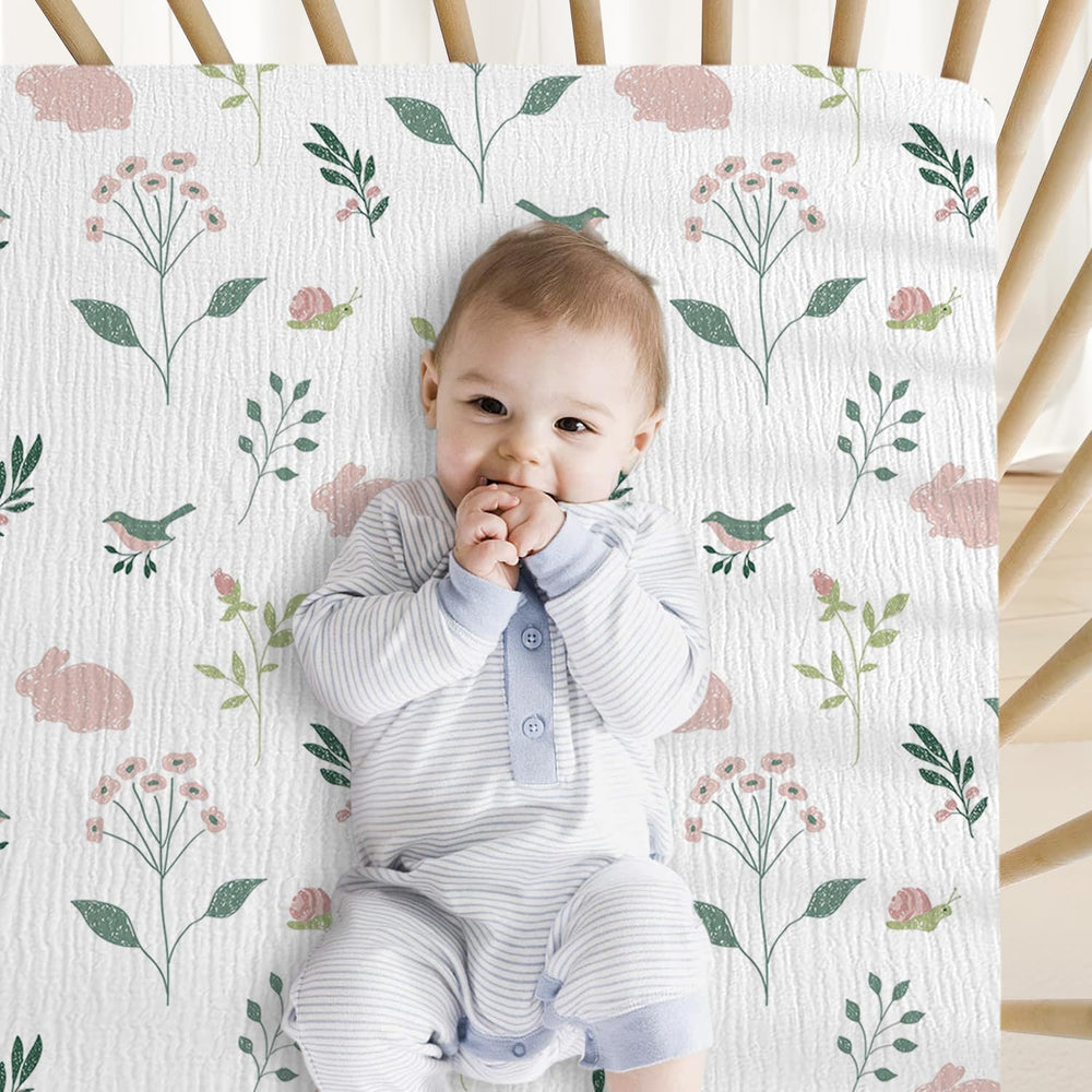Little Grape Land soft muslin crib sheet — breathable fabric promotes restful sleep
