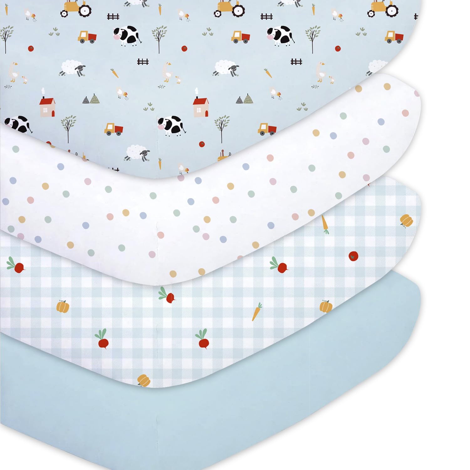 Little Grape Land toddler sheets blue sheep pack on crib mattress for soft cozy sleep