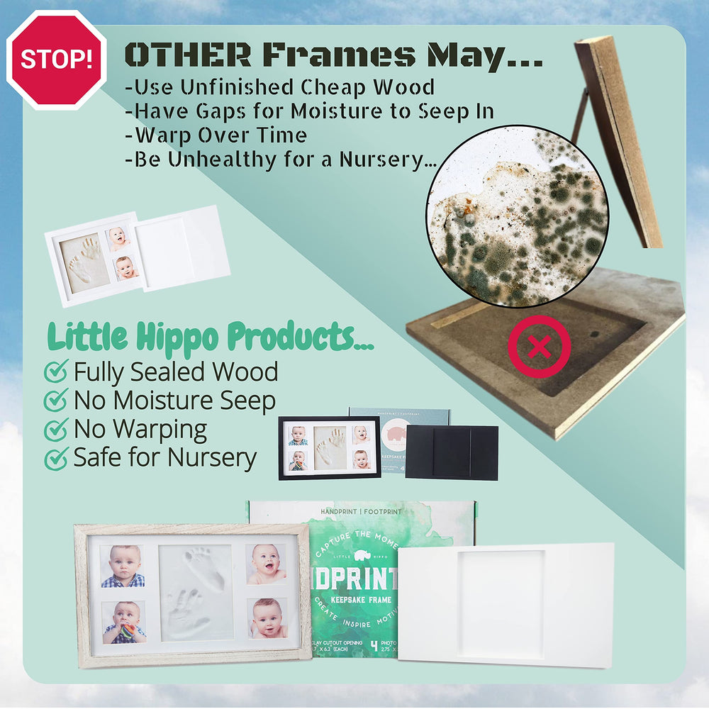 Little Hippo Footprint clay close-up highlights 100% non-toxic material for family keepsakes.