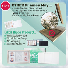 Little Hippo Footprint clay close-up highlights 100% non-toxic material for family keepsakes.