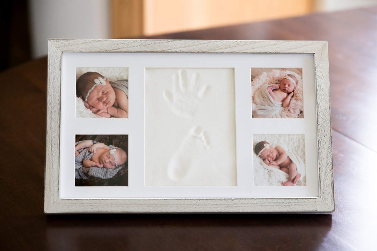 Little Hippo handprint clay impression close-up for a delicate newborn keepsake