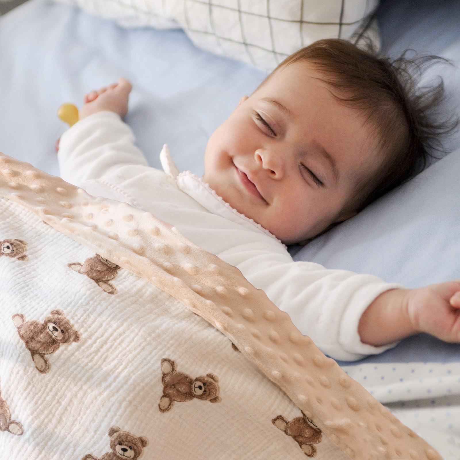 Little Jump blanket soft texture closeup shows plush baby feel