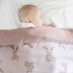 Little Jump Bunny design closeup focuses on adorable design with versatile neutral color palette for nursery decor.