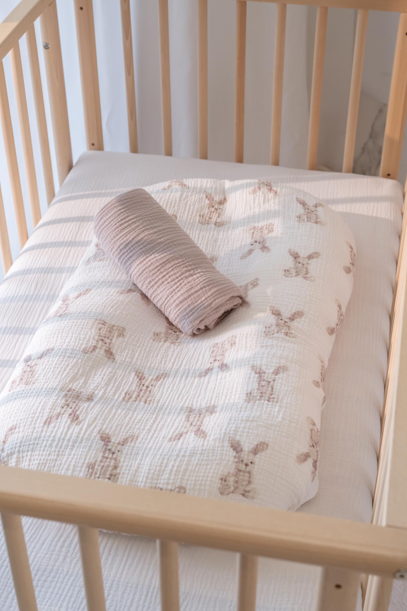 Little Jump bunny design detail showcases unisex nursery charm
