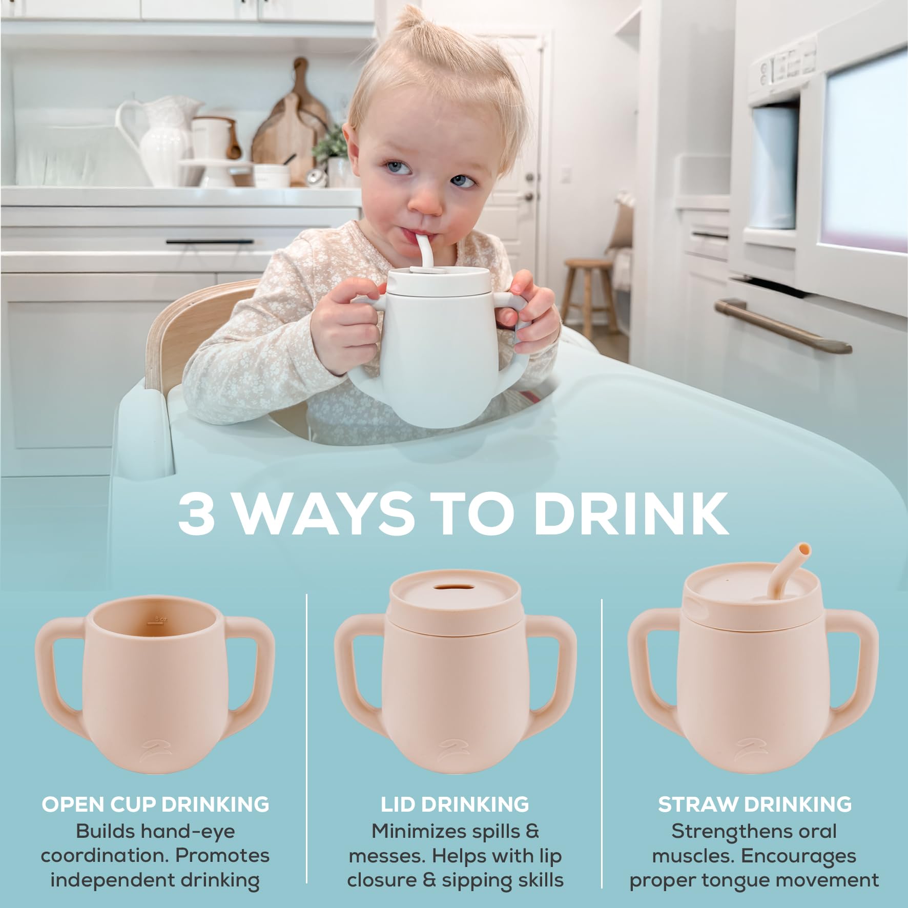 Little Leaps 3-in-1 training cup sky blue BPA-free materials safe for gums