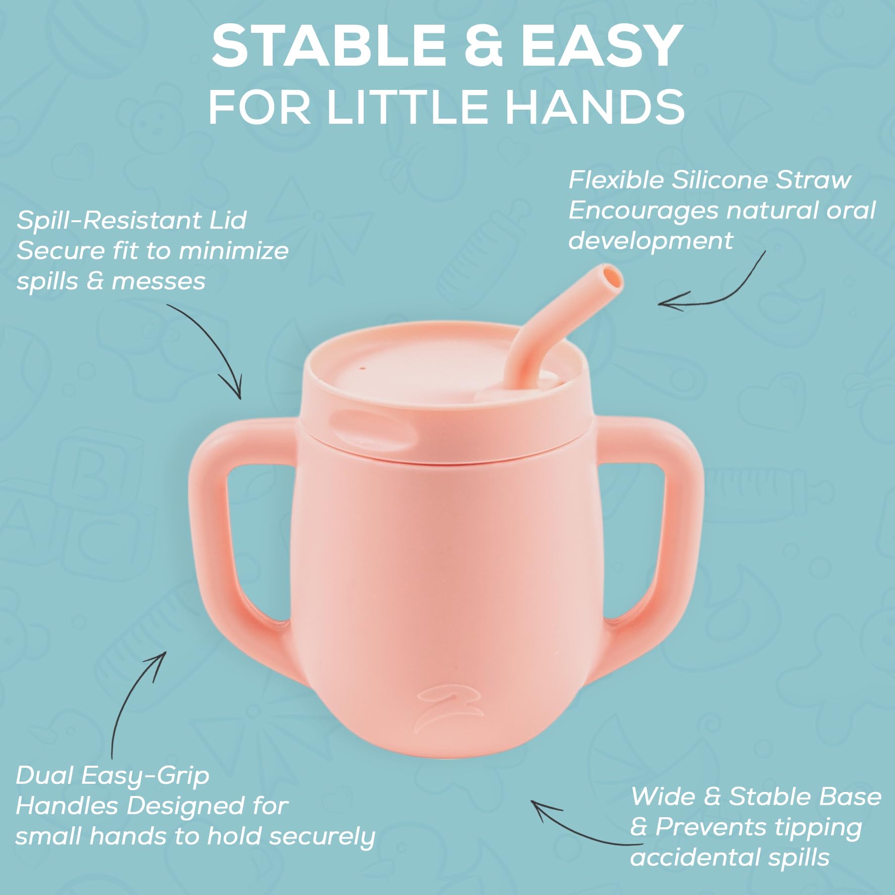 Little Leaps 3-in-1 training cup sky blue easy-clean illustrations encourage independent feeding