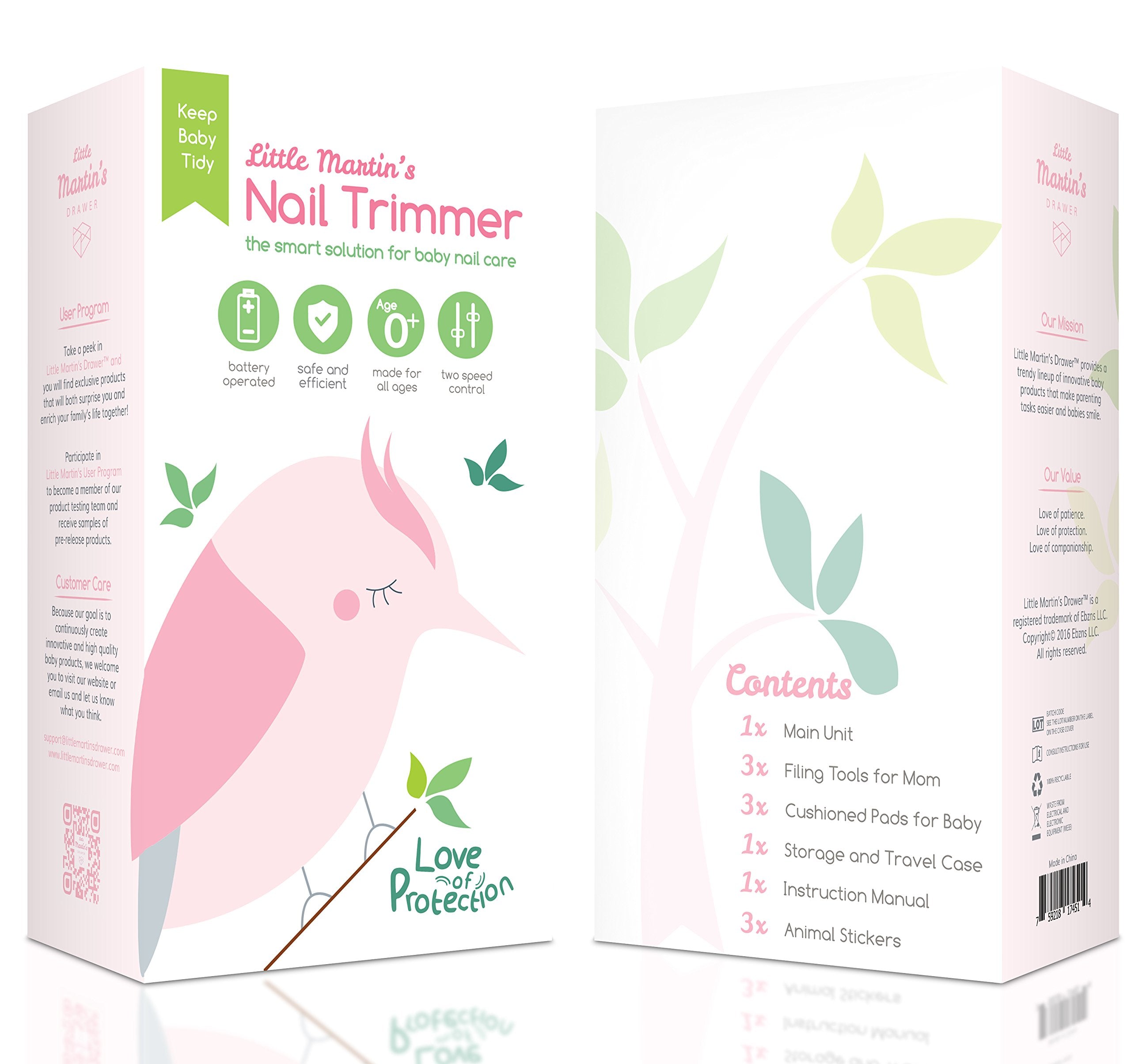 Little Martin’s Drawer with three cushioned sandpapers for gentle nail smoothing
