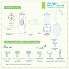 Little Martin's Drawer baby nail trimmer attachments pack highlights versatile pads for different uses.