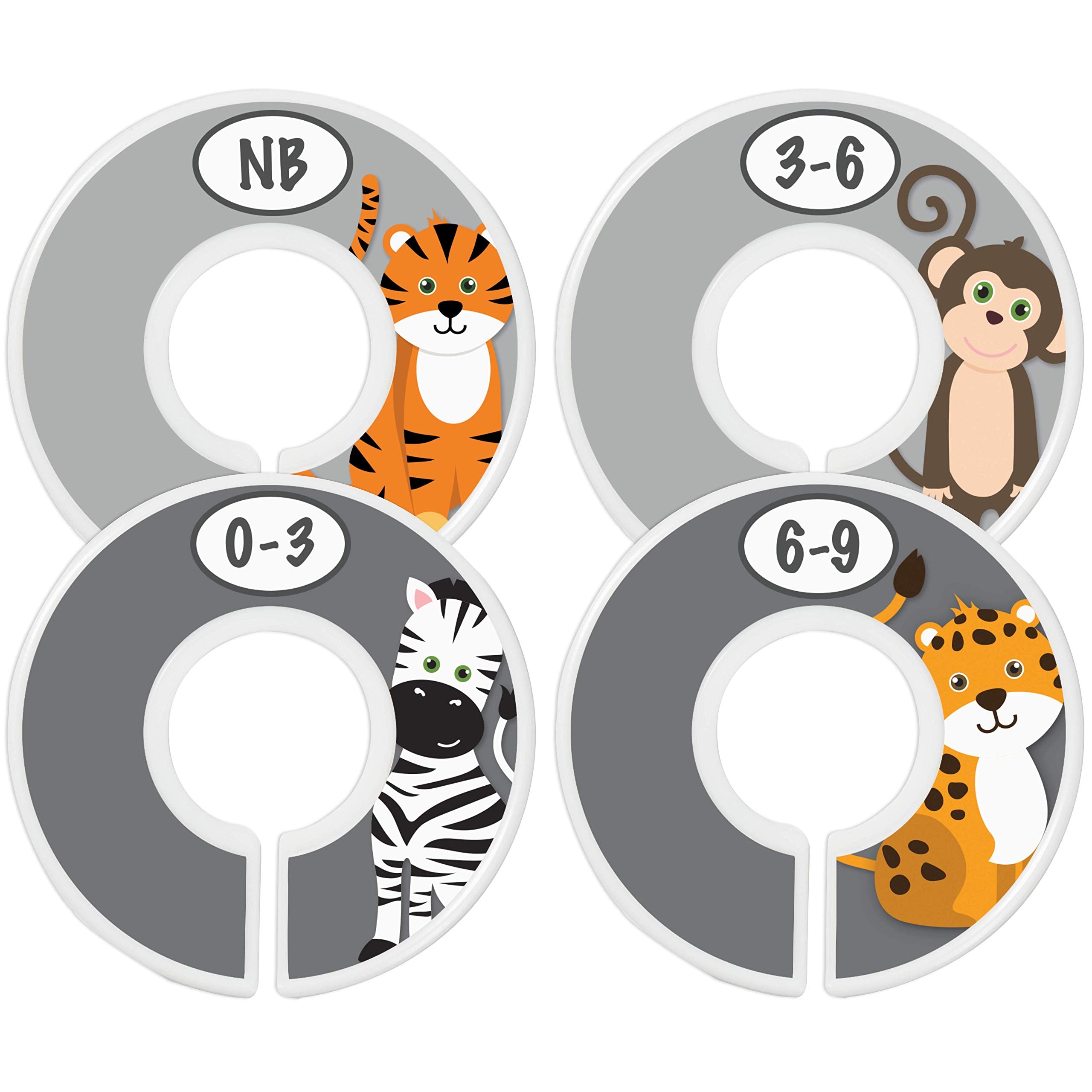 Little Miracles Safari closet divider 7x numbers are clearly visible for quick month matching