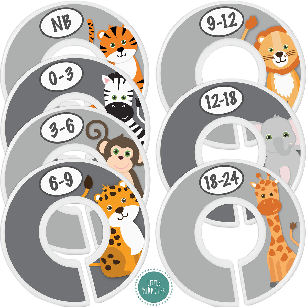 Little Miracles Safari closet divider Elephant marks Newborn sizes for quick outfit planning