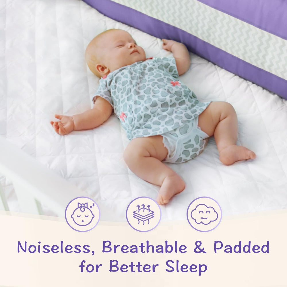 Little One's Pad breathable quilted surface supports comfortable, silent naps