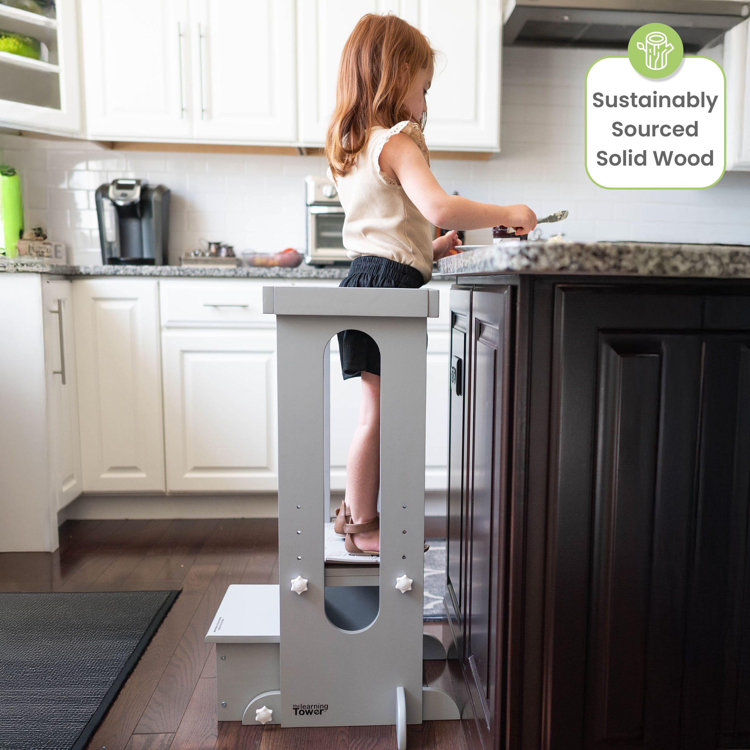 Little Partners Folding Step Stool Storage keeps clutter out after activities.