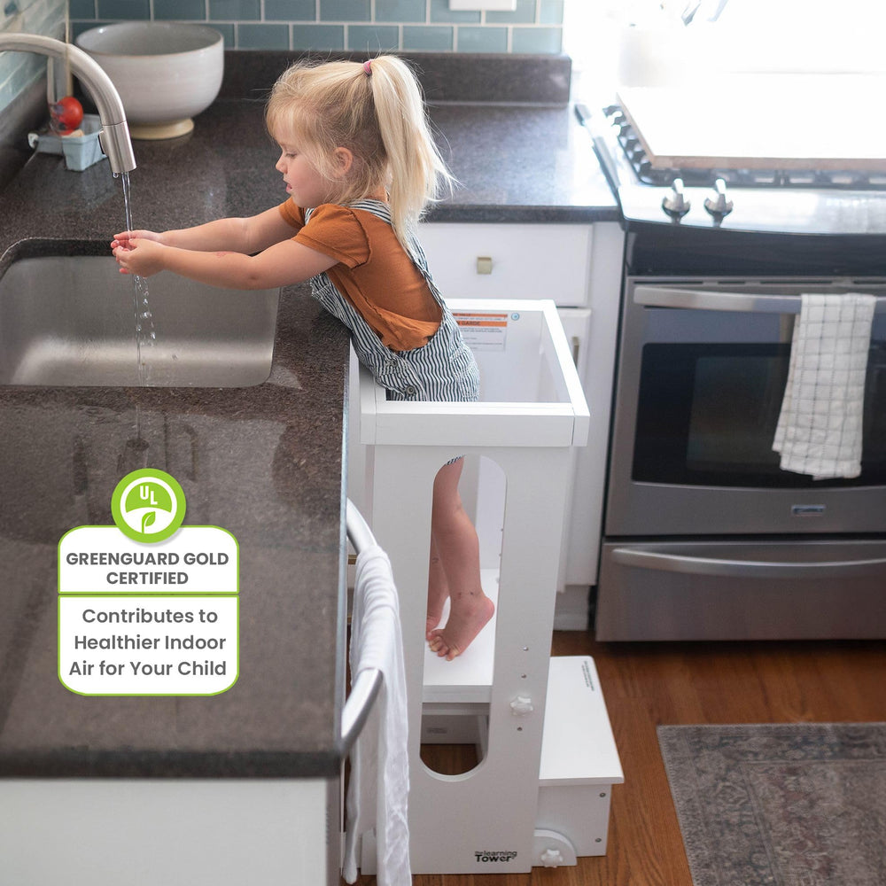 Little Partners safety-certified toddler tower designed without harmful chemicals