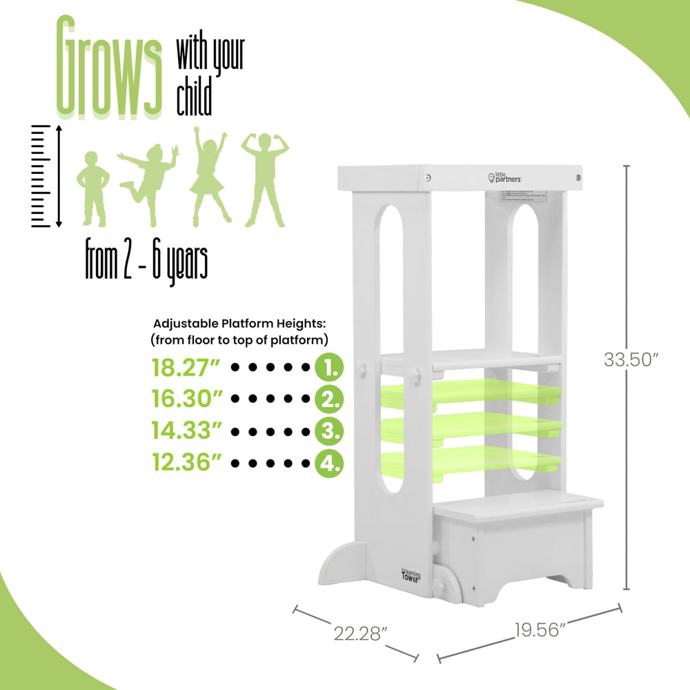 Little Partners solid wood construction provides durable kitchen helper for daily use
