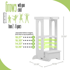 Little Partners solid wood construction provides durable kitchen helper for daily use