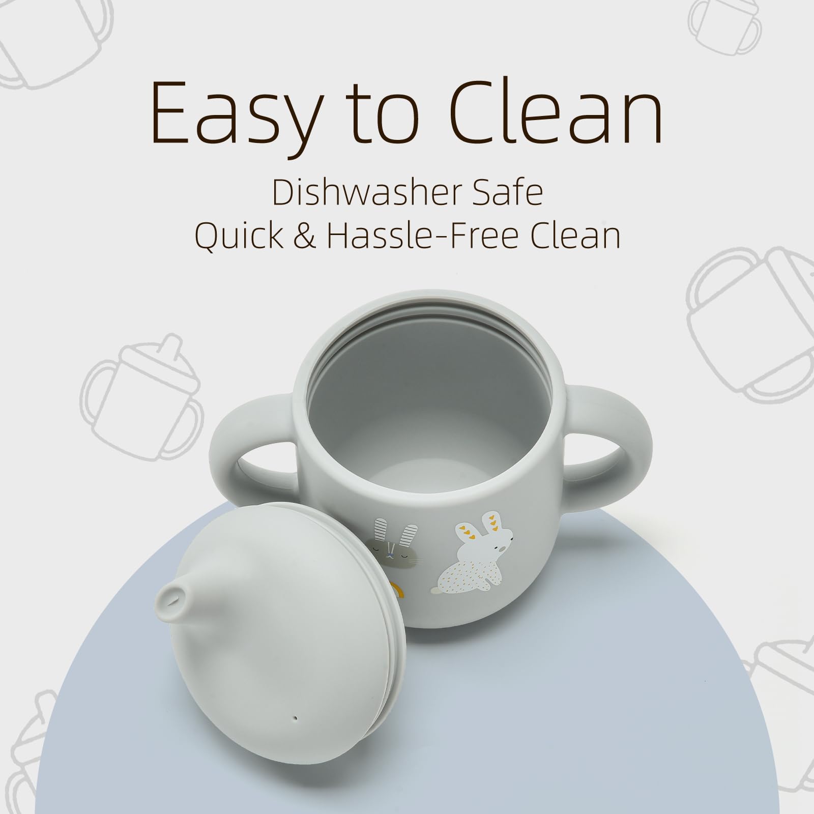Little Rawr dishwasher-safe silicone cup simplifies cleanup after meals or playdates.