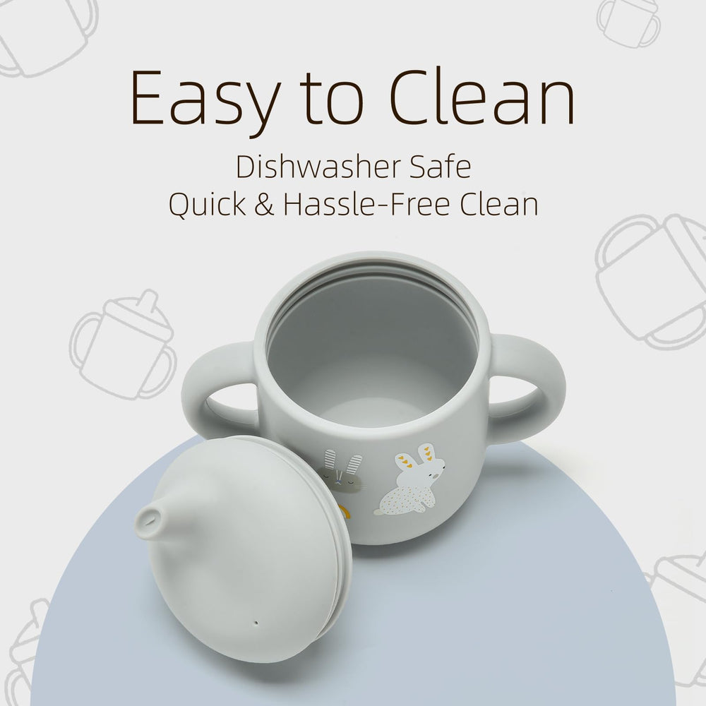 Little Rawr dishwasher-safe silicone cup simplifies cleanup after meals or playdates.