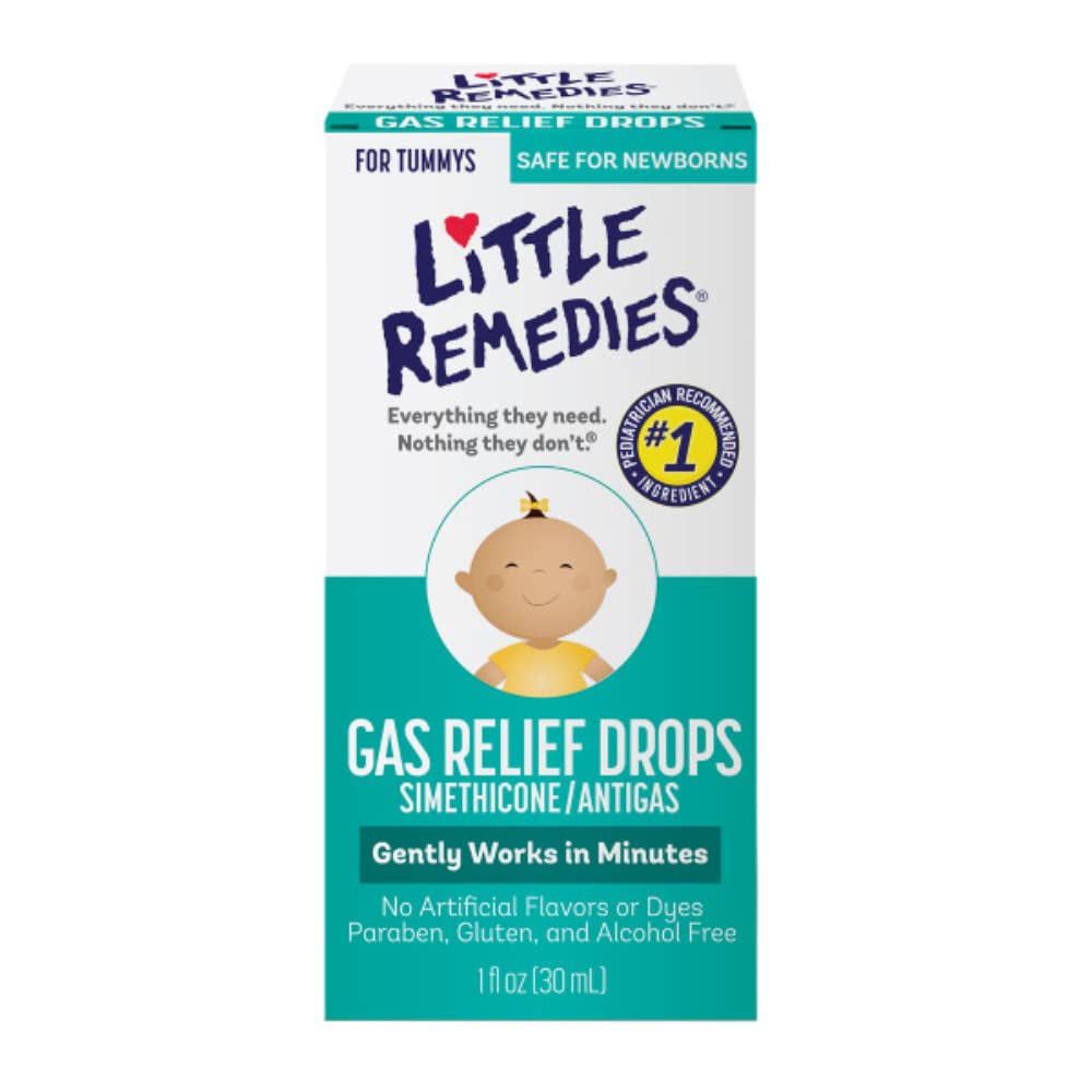 Little Remedies Gas Relief Drops bottle side label shows pediatrician-recommended status