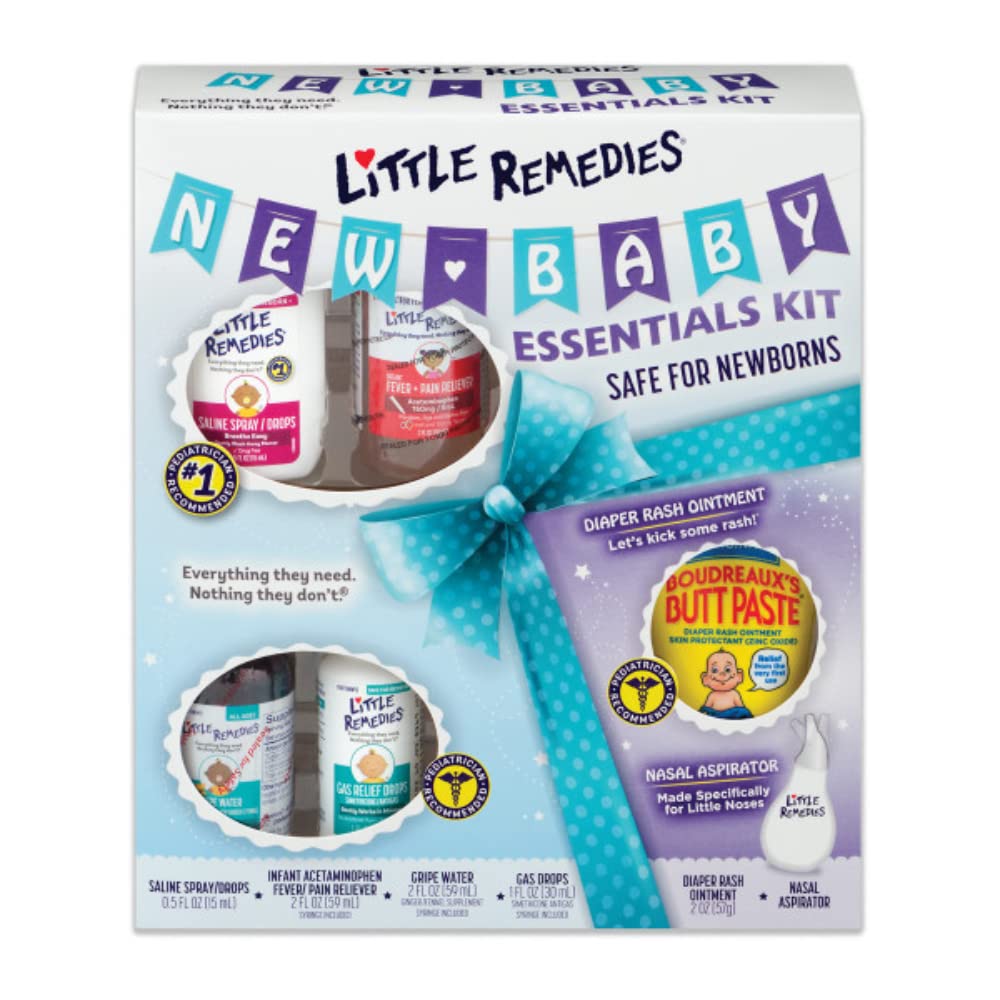 Little Remedies New Baby Essentials Kit packaging showing the complete set for newborn care