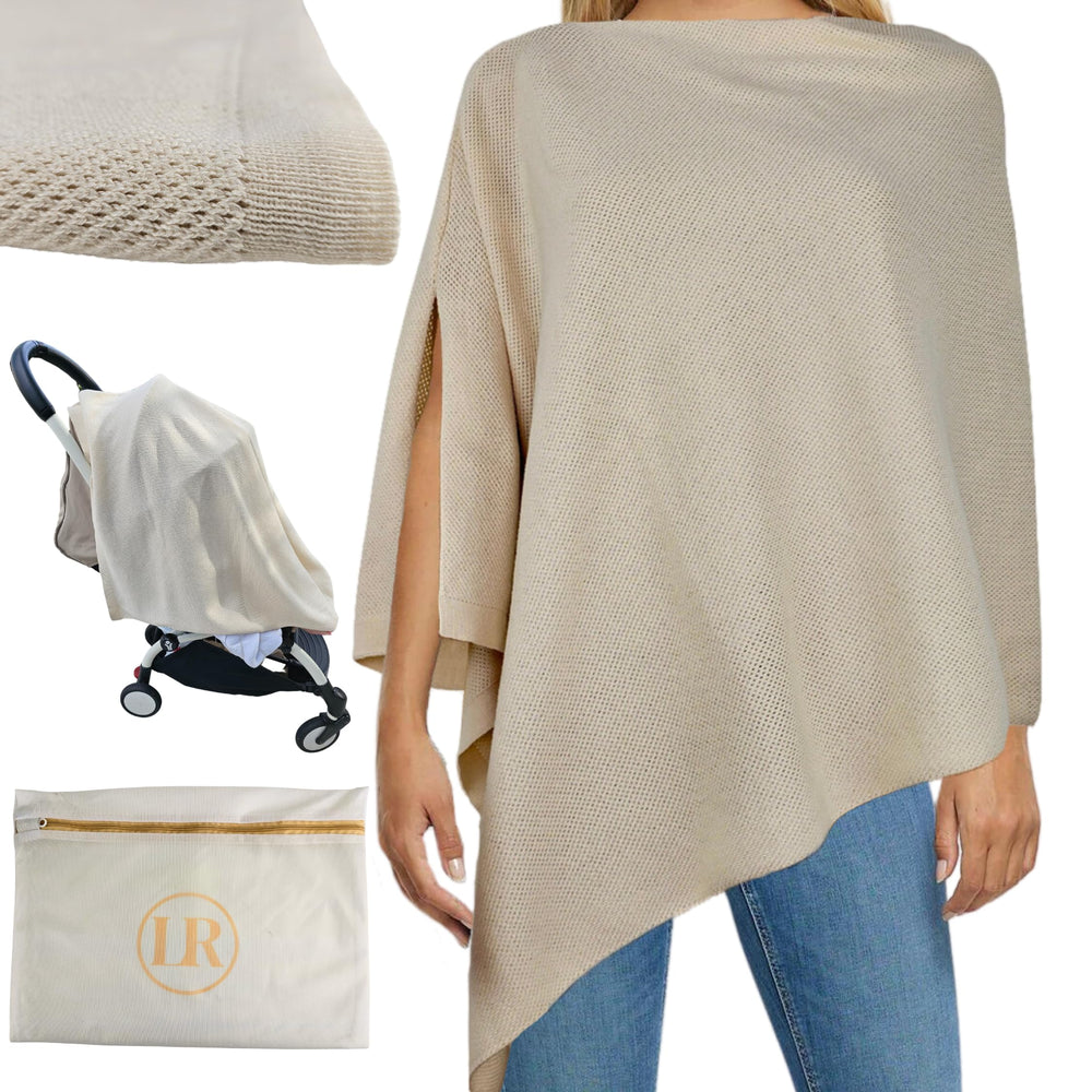 Little Rou Peekaboo Knit nursing cover provides privacy for breastfeeding in public while baby stays visible.