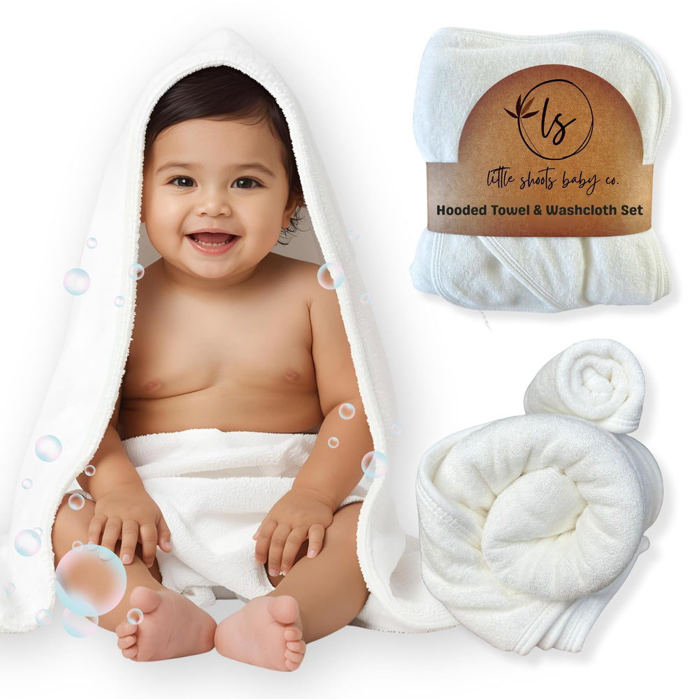 Little Shoots Baby Co hooded towel bamboo-viscose closeup shows ultra-soft texture for delicate skin.